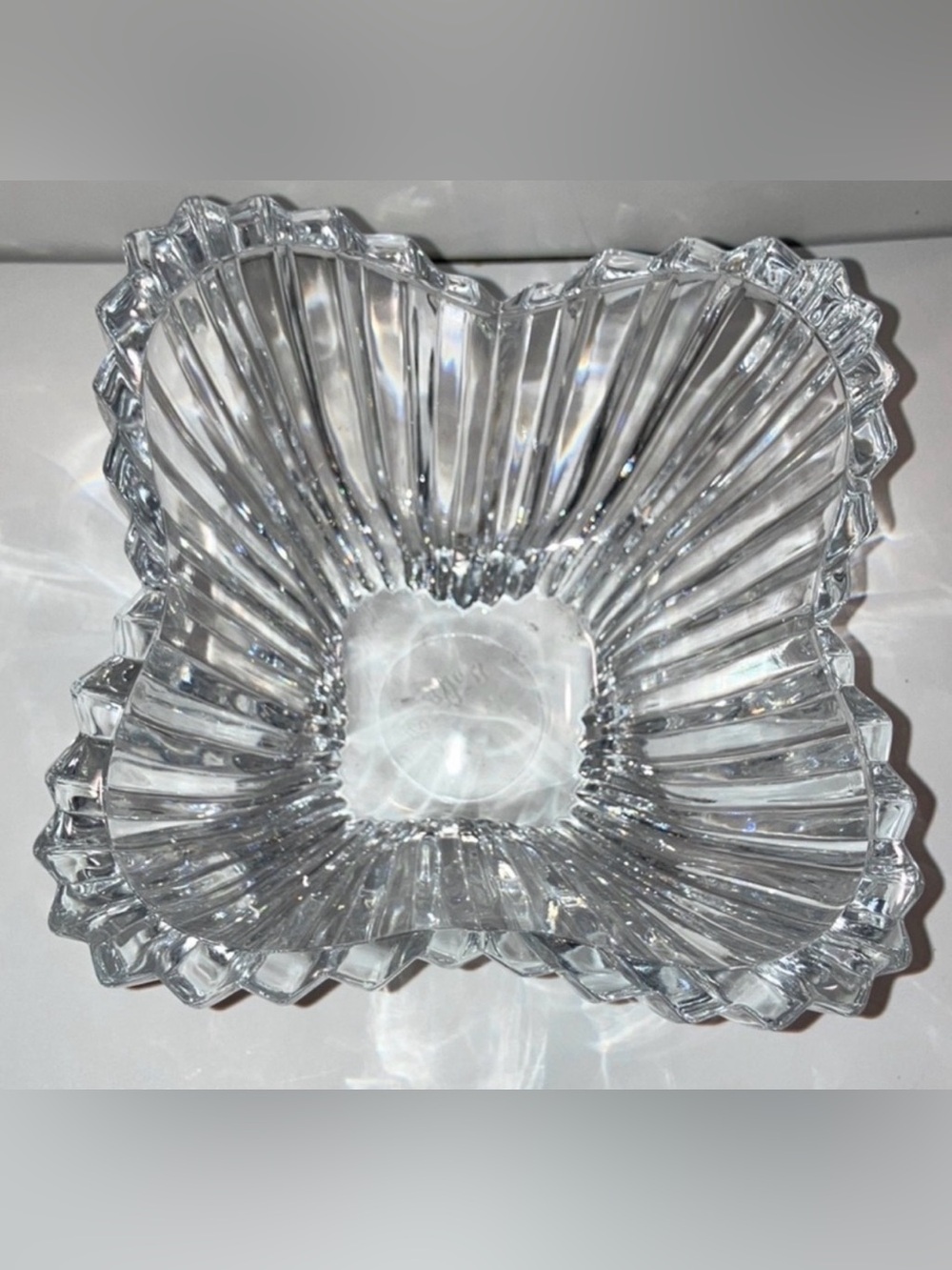 Mikasa Crystal Lydia Fluted Tulip Bowl Clear Glass Scalloped Candy Dish Japan - Picture 8 of 8